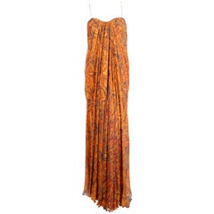 Alexander McQueen Ungetragenes trägerloses Kleid aus Paisley-Seidenchiffon:: 2009
