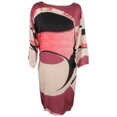 EMILIO PUCCI Size 8 Beige & Red Silk / Elastane Printed Shift Dress