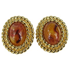 Vintage Ciner Faux amber Clip On earrings New, Never Worn 1980s