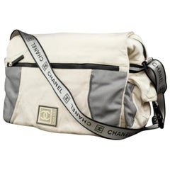 Vintage Chanel Messenger Large Cc Sports Logo 228822 White Nylon Cross Body Bag