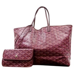 Used Goyard Bordeaux Goyardine Chevron St Louis with Pouch 230088 Burgundy Tote