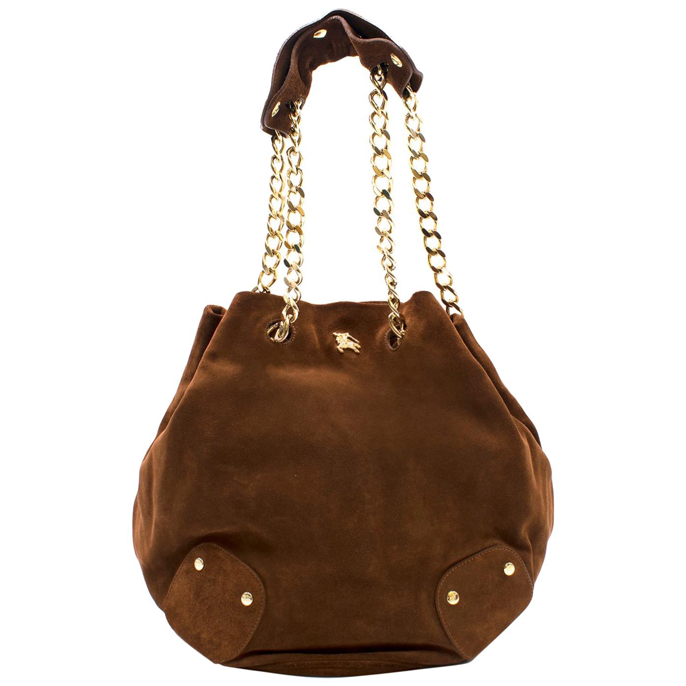 Burberry Brown Suede Bucket Bag 