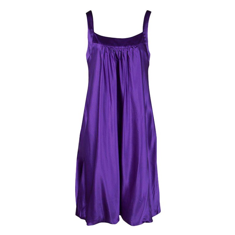 Dolce and Gabbana Purple Silk Satin Sleeveless Balloon Dress S For Sale