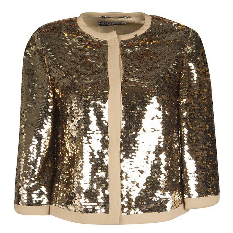 Dolce and Gabbana Gold Sequin Jacket S For Sale at 1stDibs