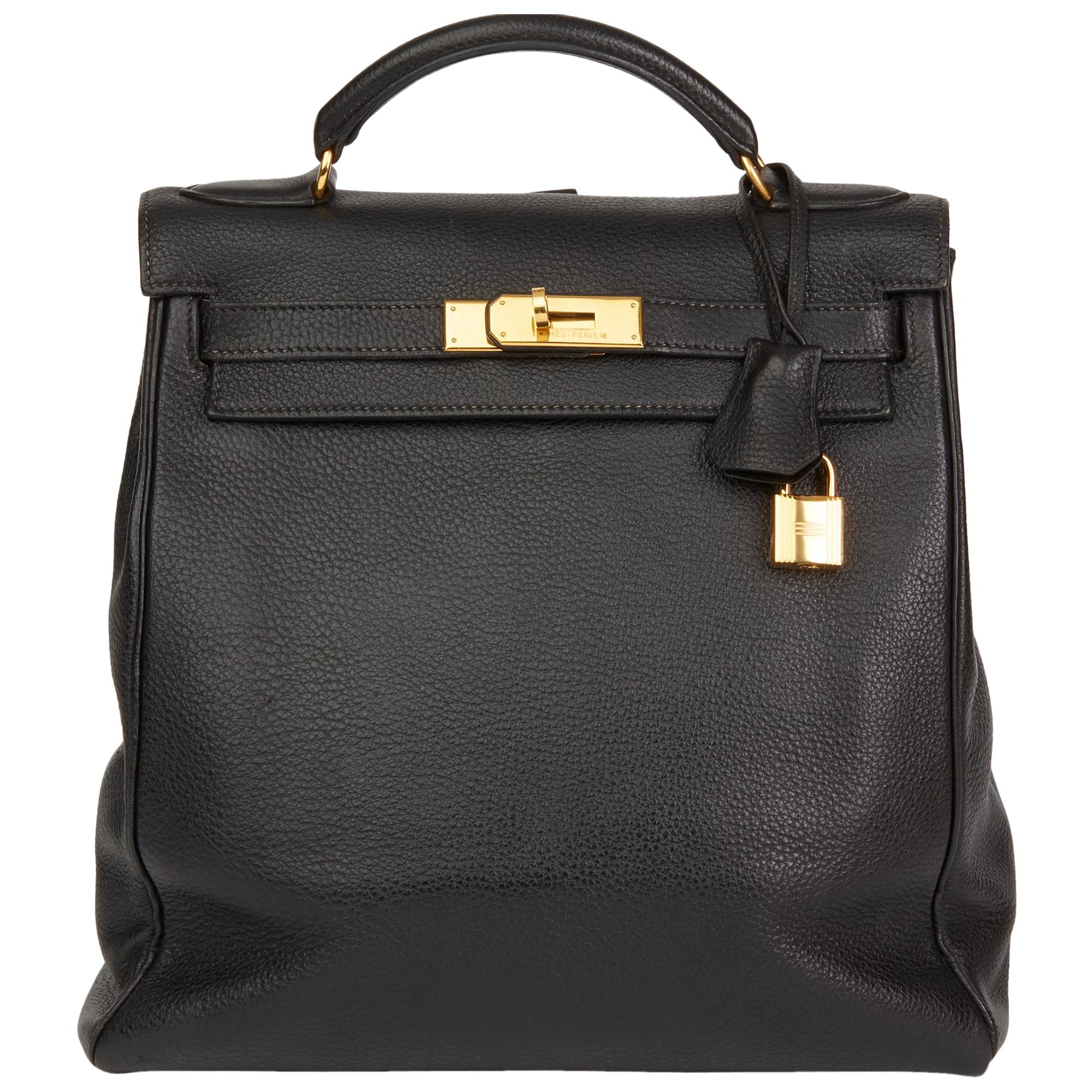 1996 Hermes Black Togo Leather Vintage Kelly Ado Backpack