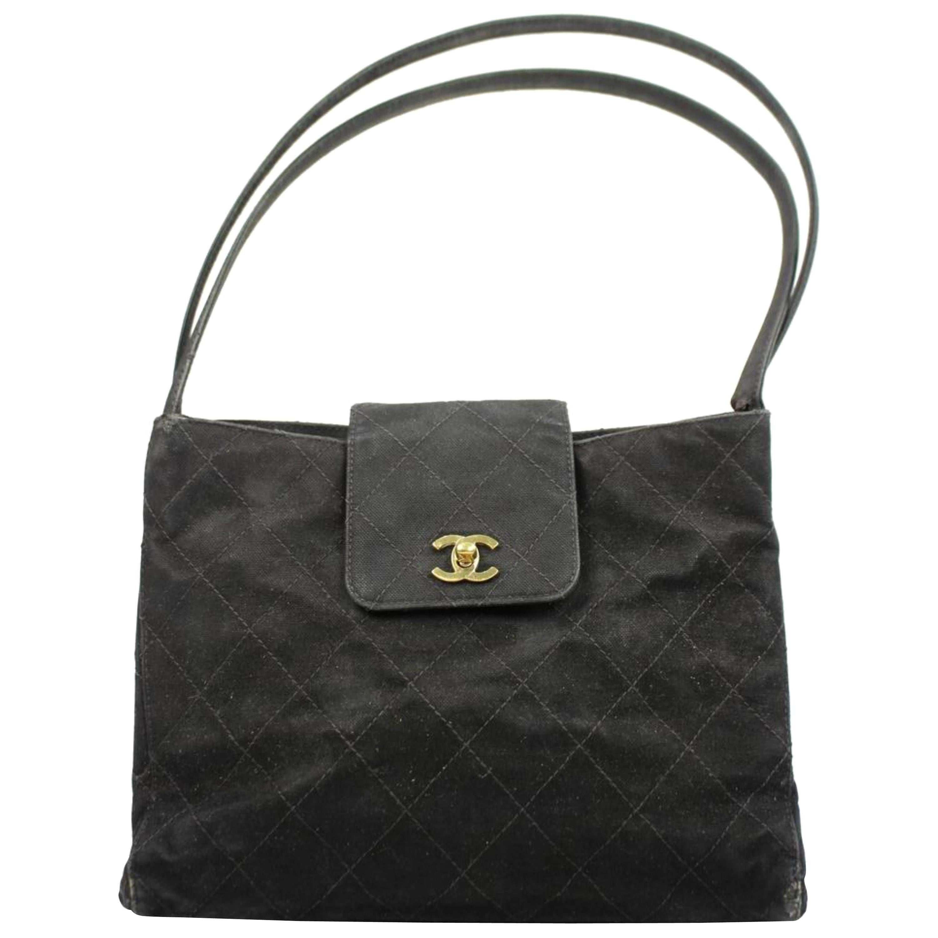 Chanel Hobo Quilted Ccty43 Black Canvas Shoulder Bag