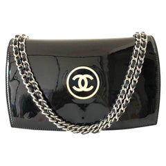 Chanel Wallet on Chain Cosmetic Line Flap 230337 Black Patent Leather Cross Body