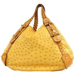 Vintage Gucci Abbey Hobo 231057 Brown Ostrich Leather Shoulder Bag