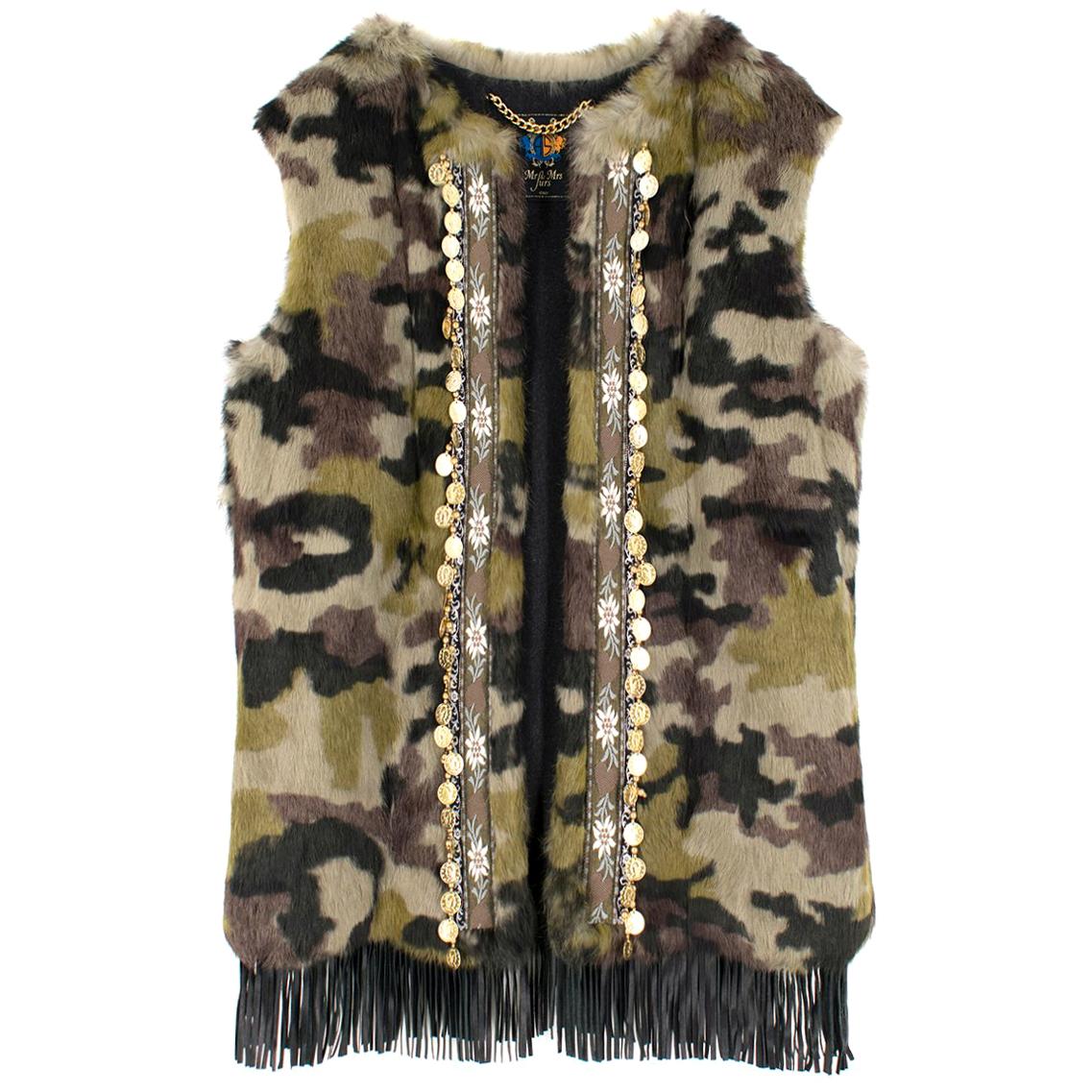 Mr and Mrs Italy Khaki Rabbit Fur Vest US 8 For Sale