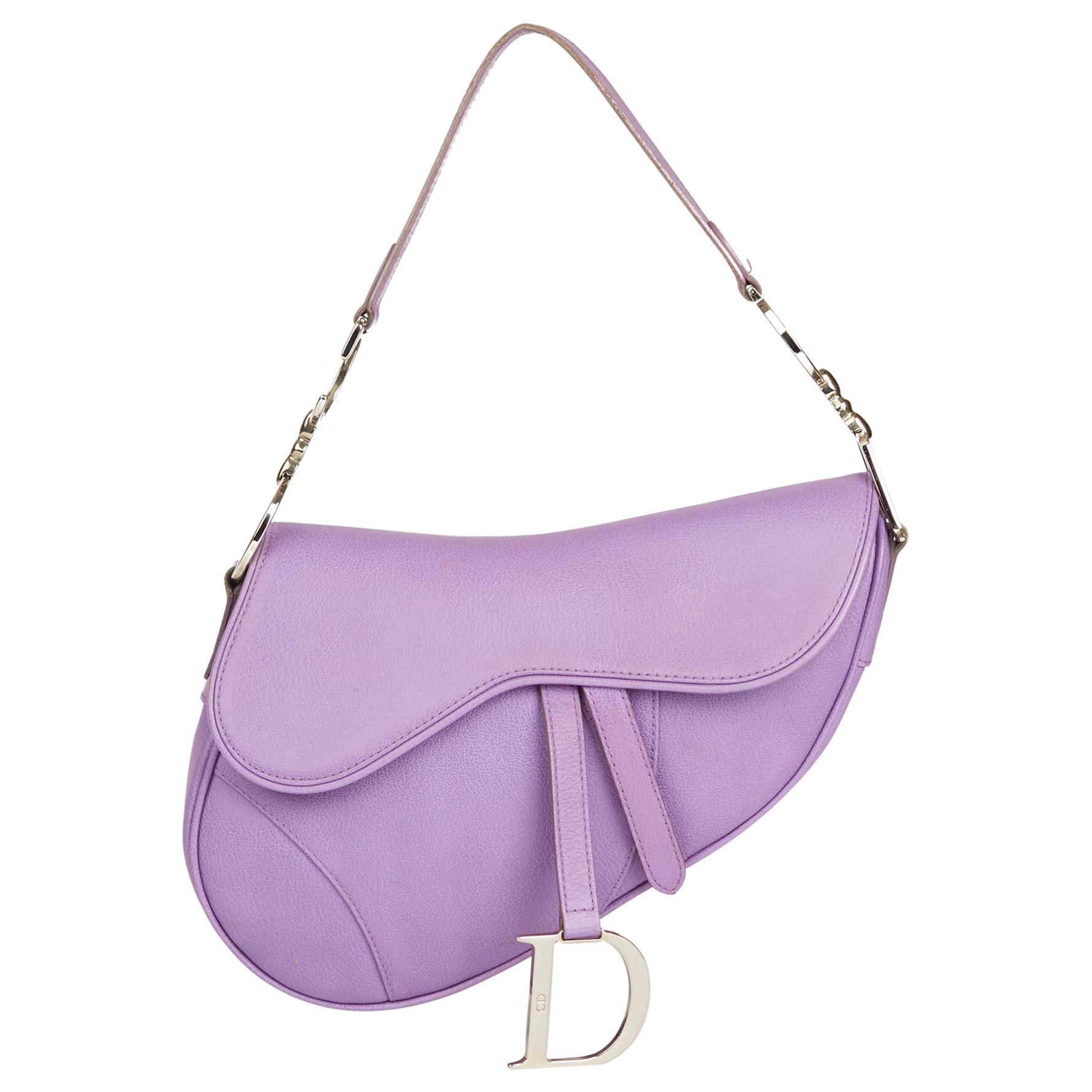2004 Christian Dior Lilac Calfskin Leather Saddle Bag