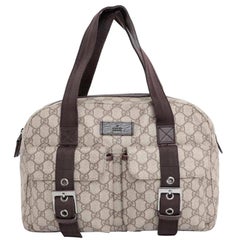 Gucci Boston Supreme Gg Signature Double Pocket 230613 Coated Canvas Satchel