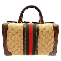 Gucci Sherry Signature Web Trunk 230272 Brown Canvas Satchel