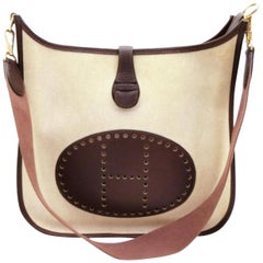 Vintage Hermès Evelyne Toile Messenger 231075 Brown Canvas X Leather Shoulder Bag