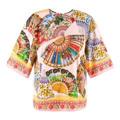 Dolce & Gabbana Fan-Printed Cotton Top US 4