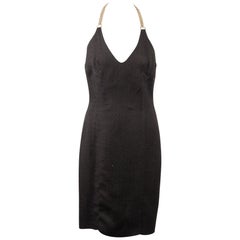 Versace Black Cotton Blend Halterneck dress with chain Strap Size 42