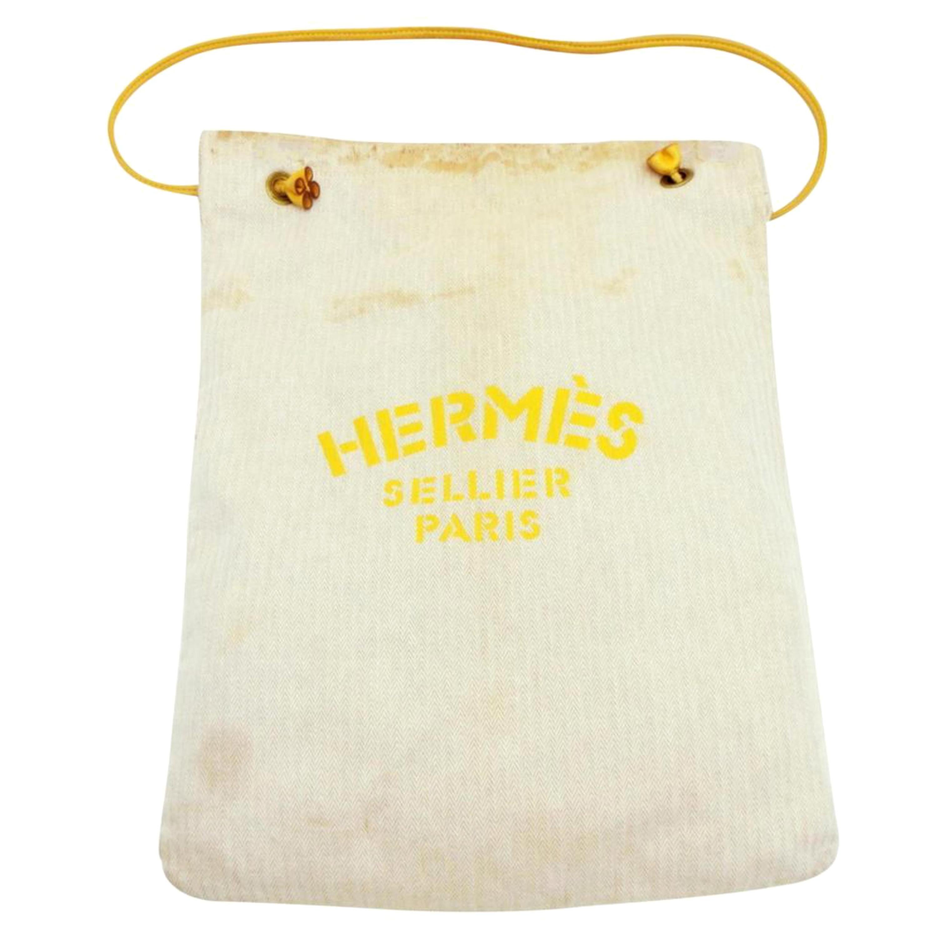 Hermès Yellow Herringbone Aline Grooming 230931 Beige Canvas Tote For Sale
