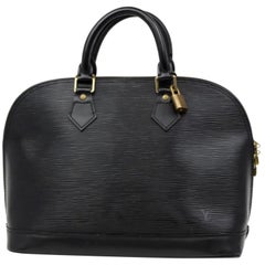 Used Louis Vuitton Alma Noir Pm 231337 Black Leather Satchel