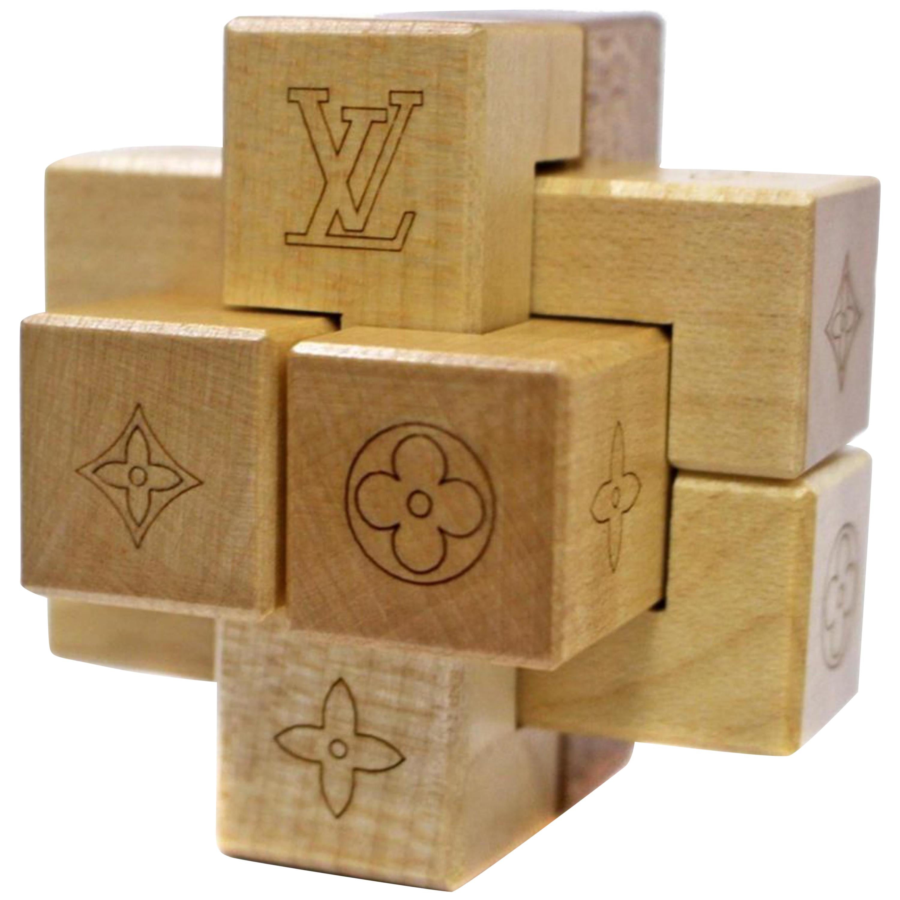 Louis Vuitton Natural (Ultra Rare) Wood Pateki Puzzle Blocks Toy Game Lvtl134 For Sale