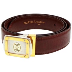 Vintage Cartier Burgundy Bordeaux Santos Logo 229646 Belt