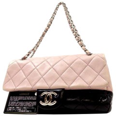 Chanel Bicolor Medium Classic Single Flap 227944 Black Leather Shoulder Bag