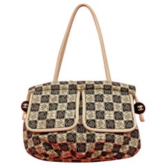 Chanel Floral Pattern 228703 Black Canvas Shoulder Bag