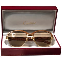 Lunettes de soleil 56 mm Cartier Wood Malmaison Precious Light Wood and Gold