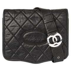 2005 Chanel Black Quilted Aged Calfskin Leather Timeless Messenger Flap Bag