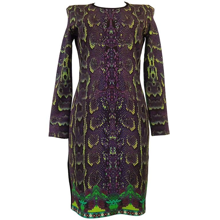 Roberto Cavalli - Robe en python imprimé multicolore en vente