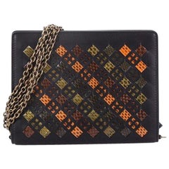 Bottega Veneta Flap Wallet on Chain Leather with Intrecciato Snakeskin Detail Sm