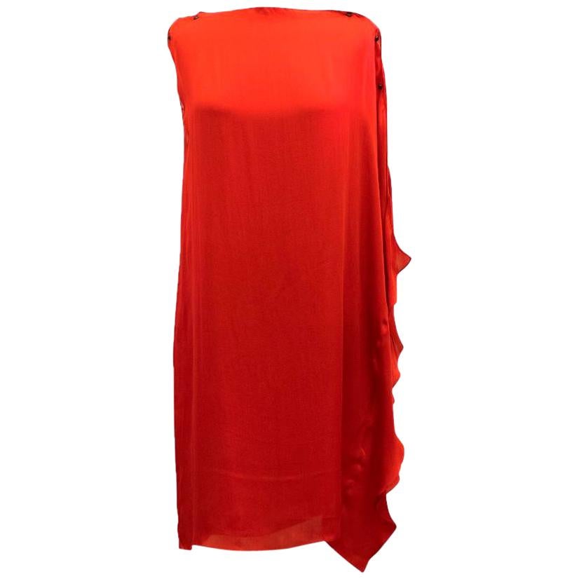 Lanvin Red Silk Asymmetric Dress US 6