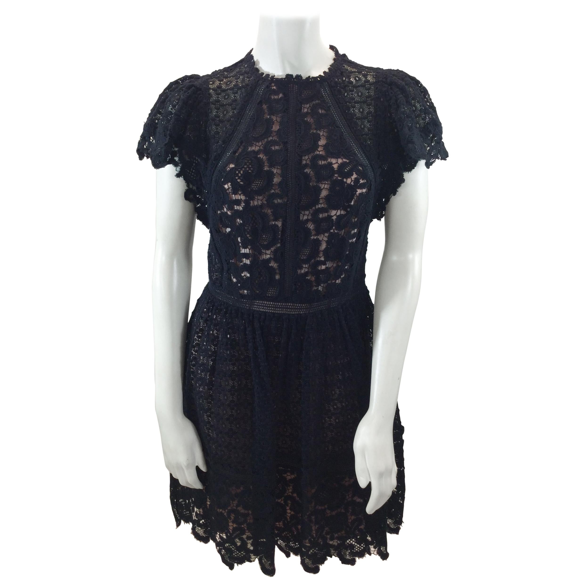 Rebecca Taylor Black Lace Dress NWT For Sale