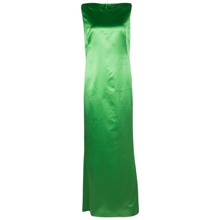 Alexander McQueen Green Silk Sleeveless Maxi Dress M