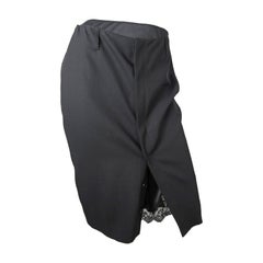 Jean Paul Gaultier black pencil skirt, lace slip