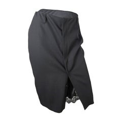 Vintage Jean Paul Gaultier black pencil skirt, lace slip