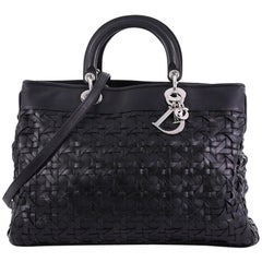 Christian Dior Lady Dior Avenue Handbag Woven Leather Large