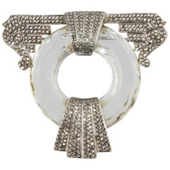 Art Deco Crystal Marcasite Brooch