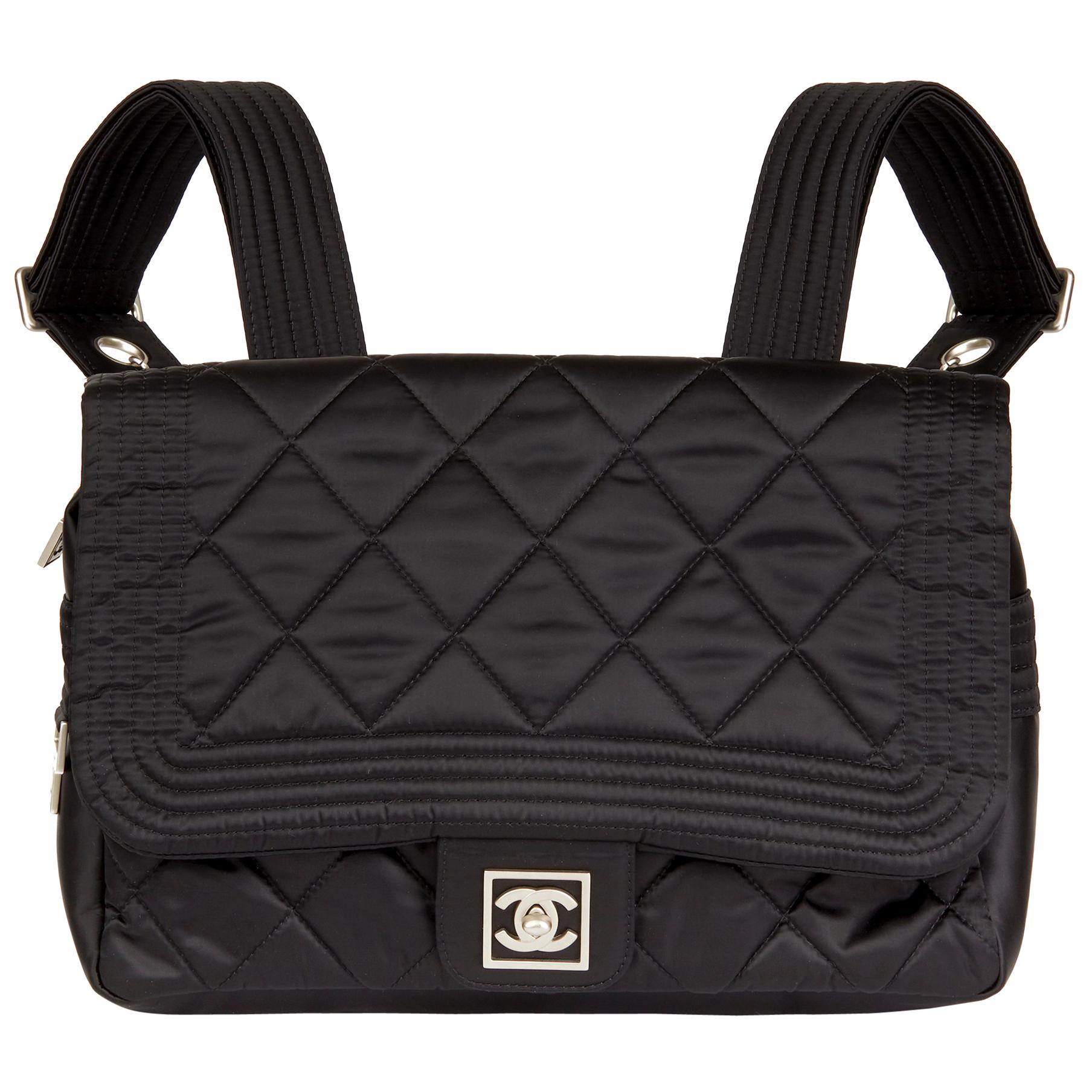2005 Chanel Black Quilted Nylon Sports Line Backpack
