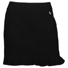 Chanel Black Mini Skirt W/ Ruffle Bottom Sz 34