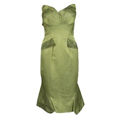 Zac Posen SS'13 Linden Green Strapless Dress S