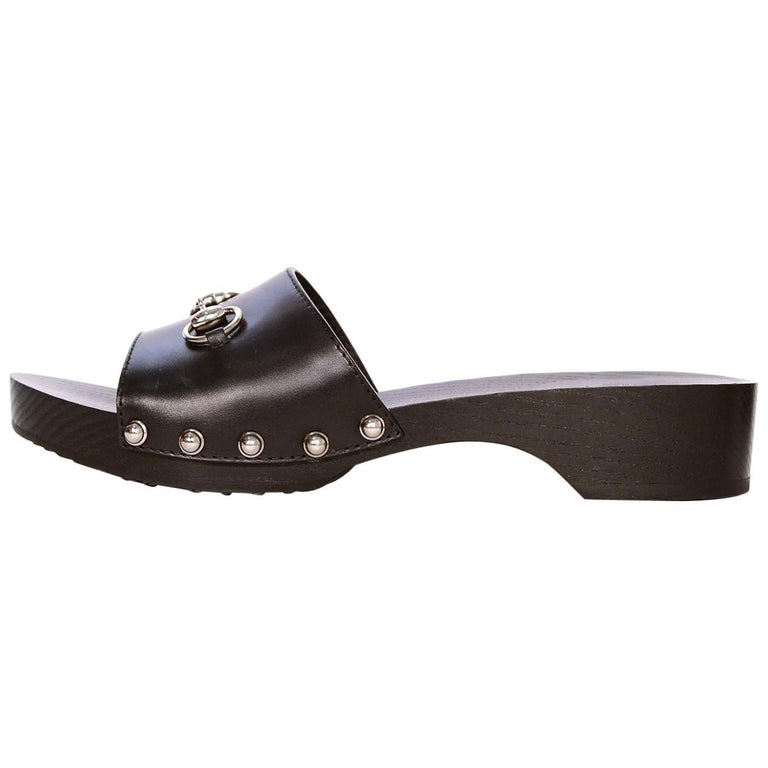 gucci black leather slip on