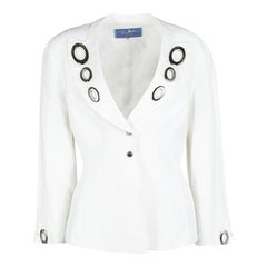 Thierry Mugler Vintage White Embellished Blazer M