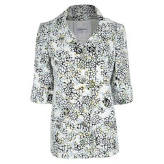 Chanel Multicolor Floral Applique Detail Double Breasted Textured Jacket L