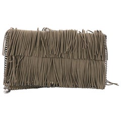 Stella McCartney Falabella Fringe Flap Clutch Faux Suede