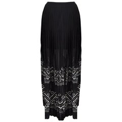 Ermanno Scervino Black Applique Border Detail Pleated Maxi Skirt M