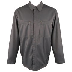 ALLEGRI 40 Navy Solid Cotton Blend Hidden Placket Zip Pocket Jacket