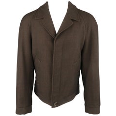 MARTIN MARGIELA 40 Charcoal Wool Hidden Placket Jacket