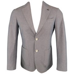 L.B.M. 1911 34 Short Blue & Burgundy Polka Dot Cotton Notch Lapel Sport Coat