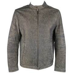 NEIL BARRETT L Indigo Navy Denim Biker Style Jacket