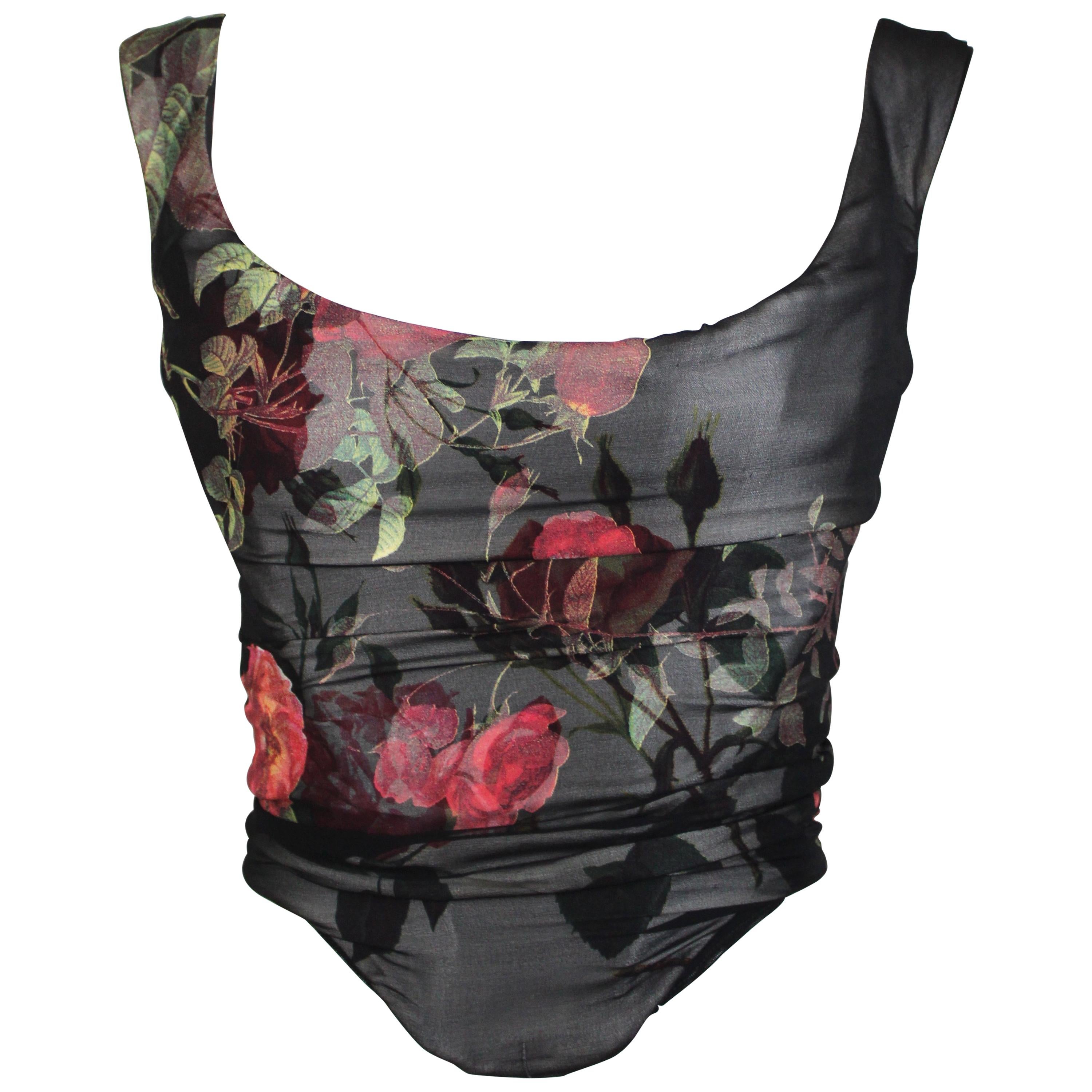 Vivienne Westwood Rose Print Corset, Café Society SS1994, Size 4 US For Sale