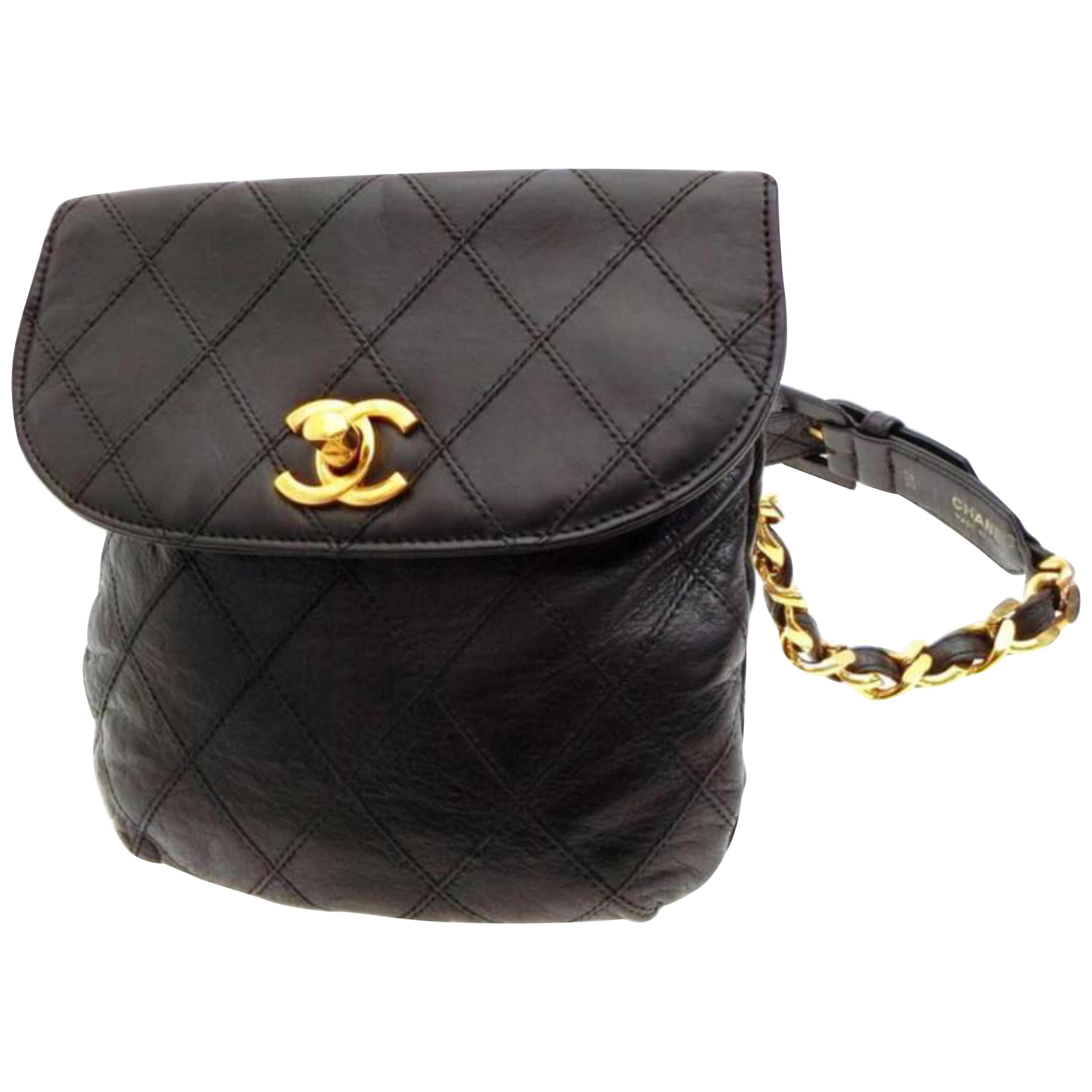 Chanel Quilted Lambskin Chain Waist Pouch Fanny Pack 229139 Cross Body Bag For Sale
